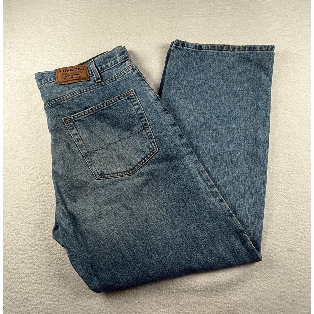 Levi's Authentic Signature Jeans Mens 38x32 Blue Denim‎ Loose Fit Straight Leg